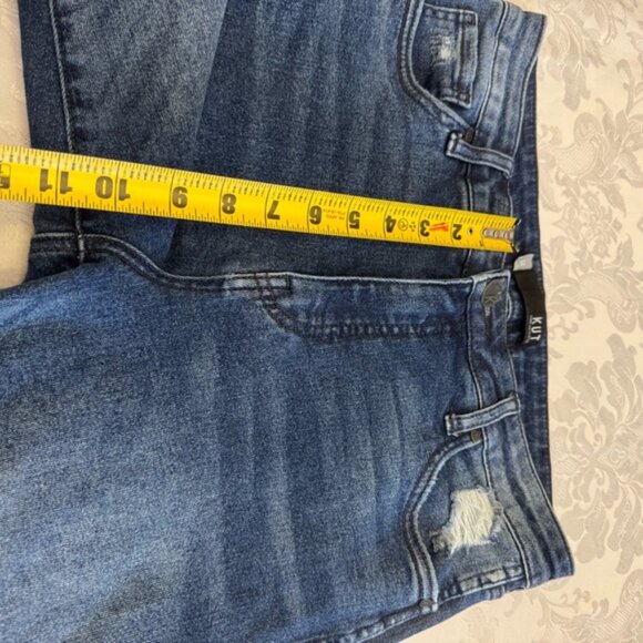 Kut From The Kloth Sz 10 High Rise Chrissie Fab Ab Straight Leg Distressed Jeans - Picture 6 of 9